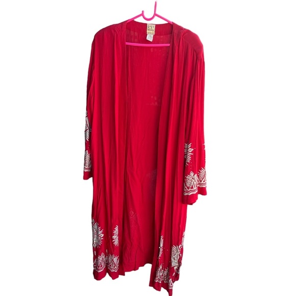 free style Jackets & Blazers - XLg Kimono by Free‎ Style. Beautiful red accented gray sequined and studs